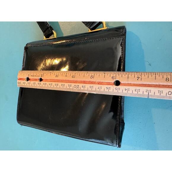 Vintage 1950's Bloomindales purse/bag, Black Patent Leather - Picture 6 of 9